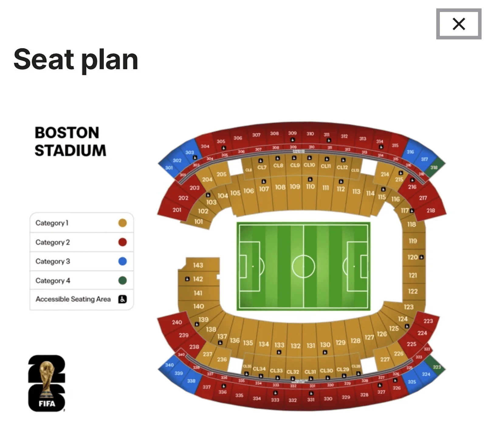 Gillette Stadium seating map