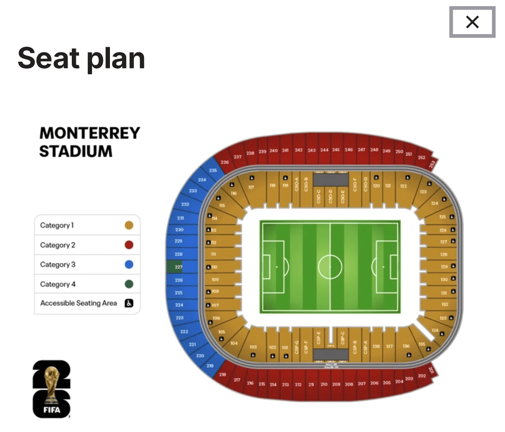 Estadio BBVA seating map