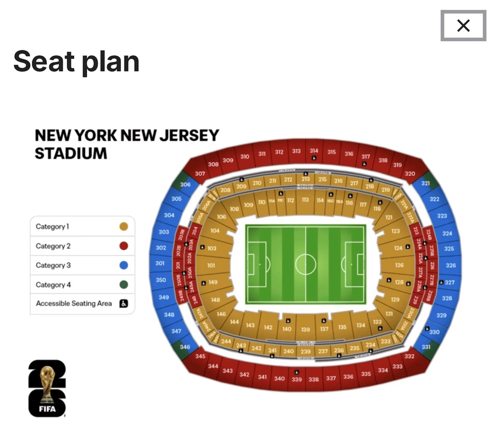 MetLife Stadium seating map