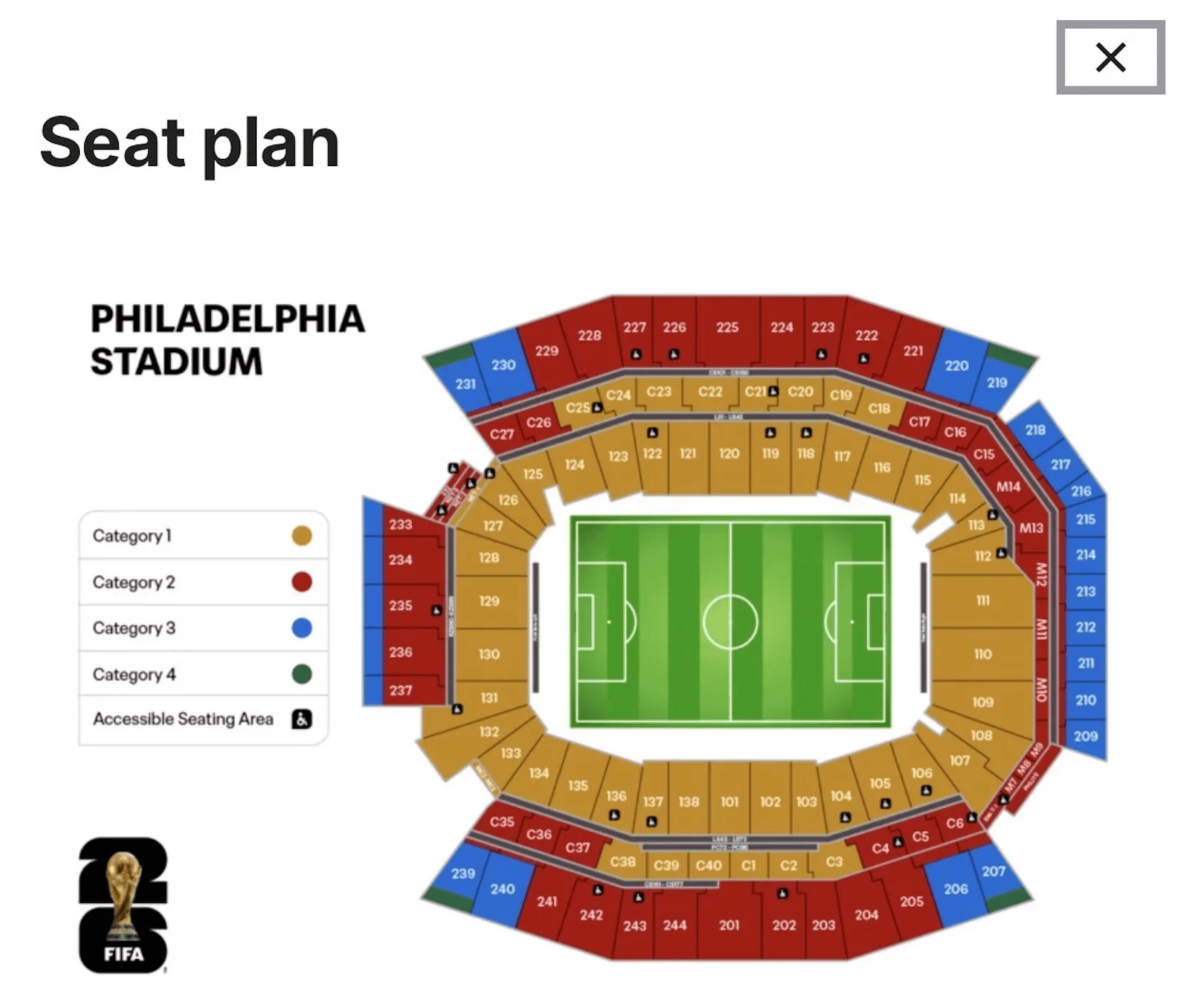 Lincoln Financial Field seating map